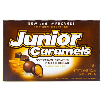 Junior Caramels 102 g crunchy caramel chocolate treat front view