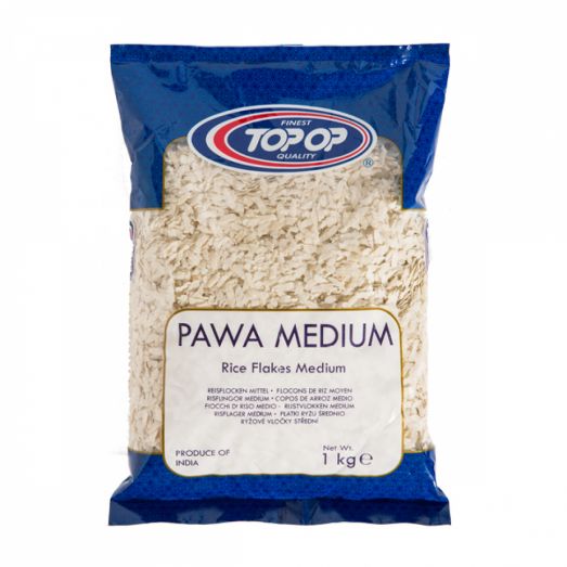 Top Op Pawa Medium 1kg pack of medium rice flakes poha flattened rice in branded packaging