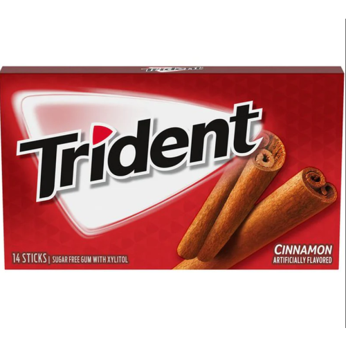 Trident Single Cinnamon Gum pack on a desk