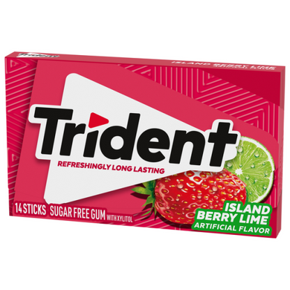 Trident Island Berry Lime gum next to a notebook for on-the-go freshness