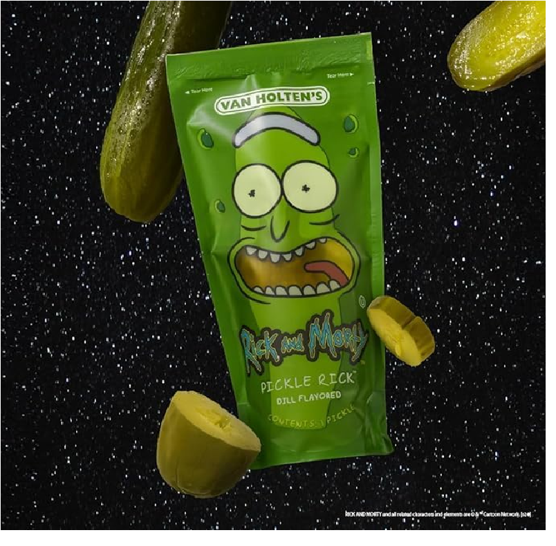 Shelf-stable pickle snack in branded pouch