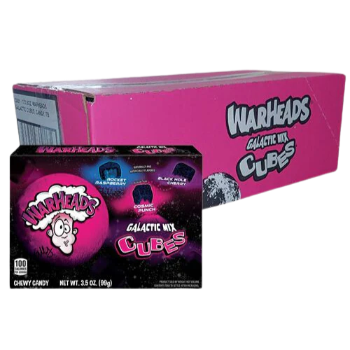 “Warheads Galactic Cubes box for extreme sour candy lovers and party snacking