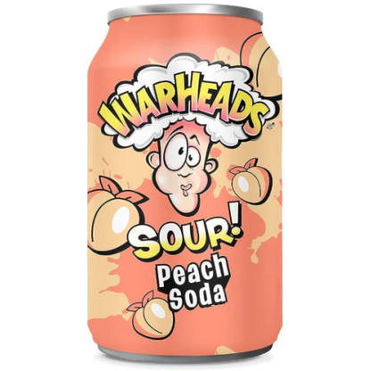 Warheads Sour Peach Soda 330ml can – tangy fizzy peach drink