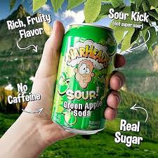 Warheads Sour Green Apple Soda 330ml can – tangy fizzy drink