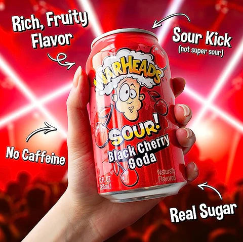 Warheads Sour Black Cherry Soda – Bold Cherry Fizz with Sour Kick