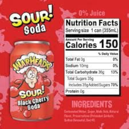 Warheads Sour Black Cherry Soda – Bold Cherry Fizz with Sour Kick