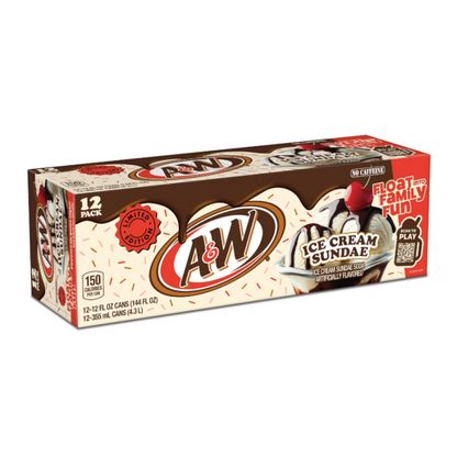 A&W Ice Cream Sundae 12-Pack showing all cans and packaging
