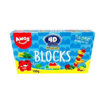 Amos 4D Gummy Block 12 x 100 g – buildable fruit-flavoured gummies