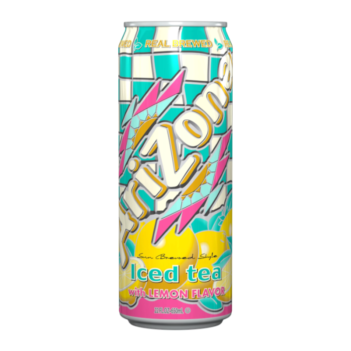 AriZona Lemon Iced Tea 22fl oz (650ml) bottle with brewed tea and natural lemon flavour