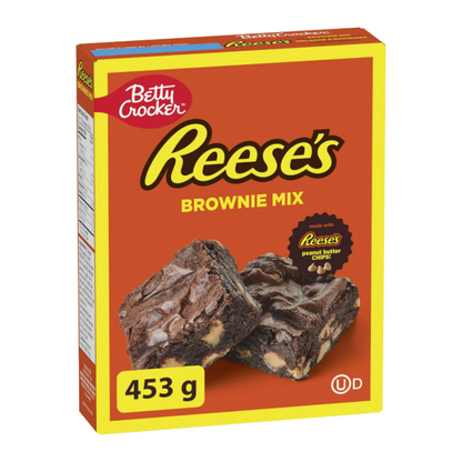 Reese's chocolate peanut butter brownie mix by Betty Crocker