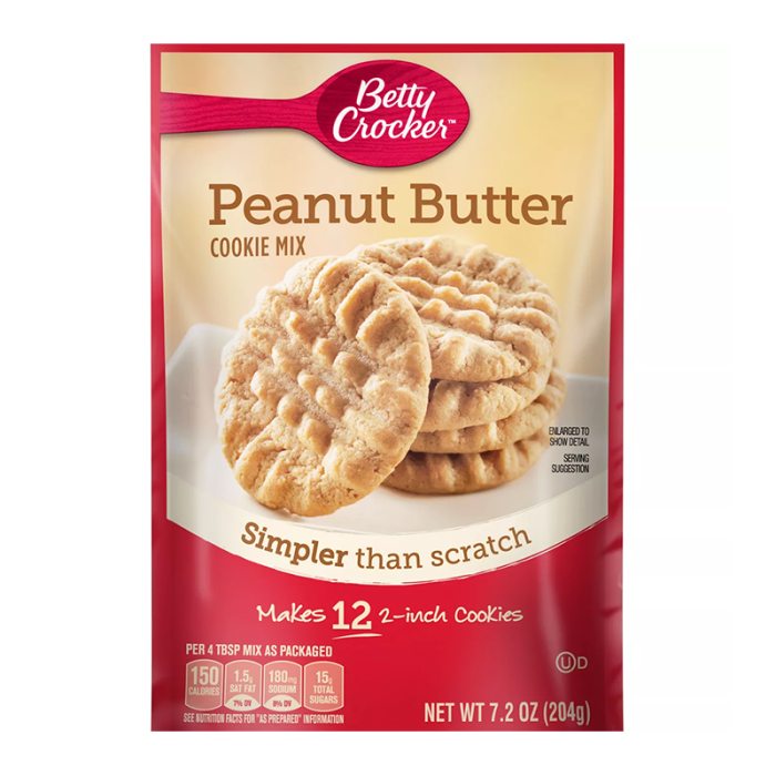 Betty Crocker peanut butter cookie mix packaging