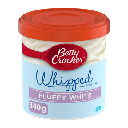 Betty Crocker Whipped Frosting Fluffy White container 340 g for decorating cakes and cupcakes