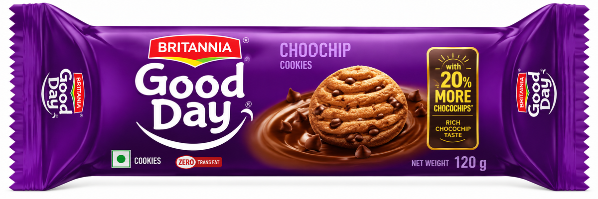 Golden-brown chocolate chip cookies stacked together with rich chocolate chips and scattered crumbs on a clean white background.