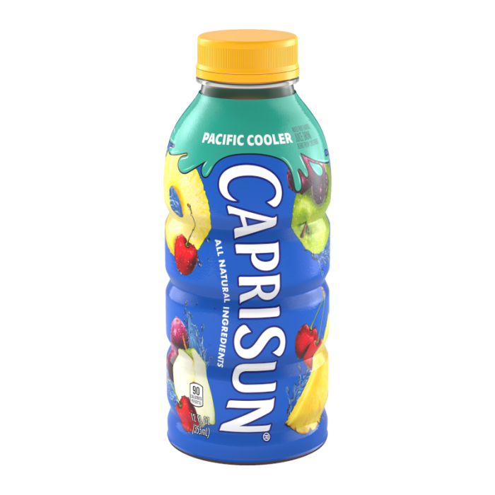 Capri Sun Pacific Cooler 12oz (355ml) pouch with tropical fruit flavours, non-carbonated, with attached straw