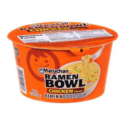 Front view of Maruchan Chicken Flavor Ramen Noodles & Vegetables 3.3 oz bowl