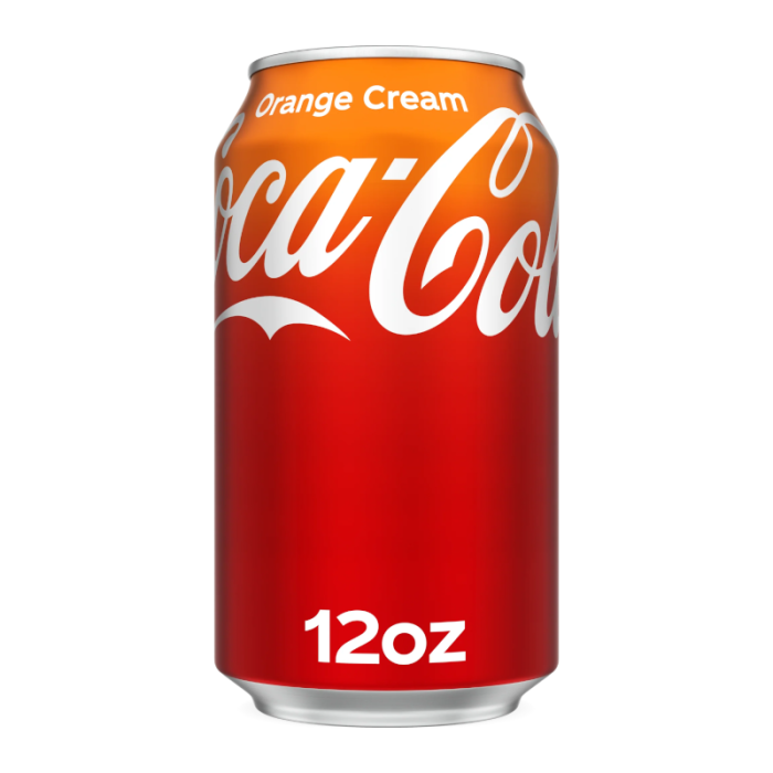 Close-up of Coca-Cola Orange Cream US import can