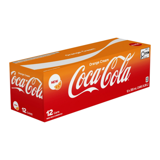 Coca-Cola Orange Cream 355ml can with creamy orange flavour branding