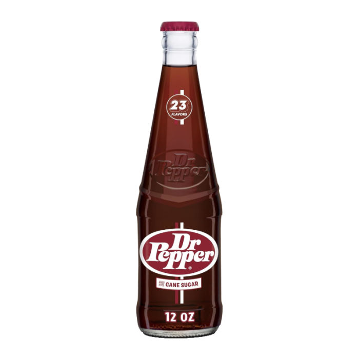 Dr Pepper Cane Sugar 12fl.oz glass bottle with classic label