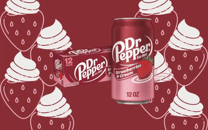 Dr Pepper Strawberries & Cream Soda – Sweet Strawberry & Cream-Infused Dark Cola | East West Grocer UK