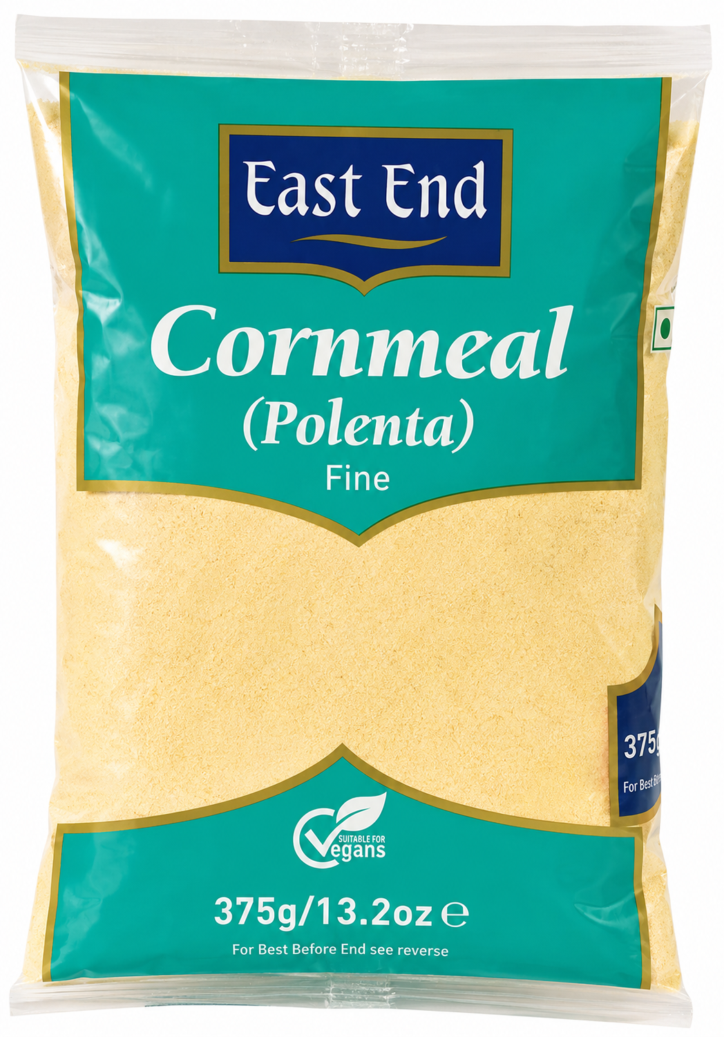 East End Cornmeal Polenta Fine 375g pack containing finely milled maize flour, ideal for preparing polenta, cornbread, baked dishes and a variety of traditional sweet and savoury recipes.