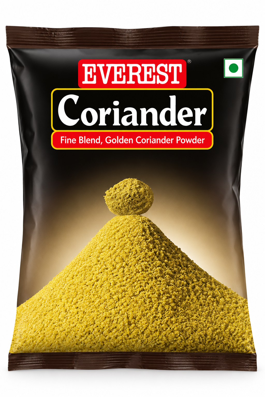Everest Coriander Powder 100g single pack featuring black packaging, the red Everest logo, coriander powder lettering and golden-green coriander powder imagery.