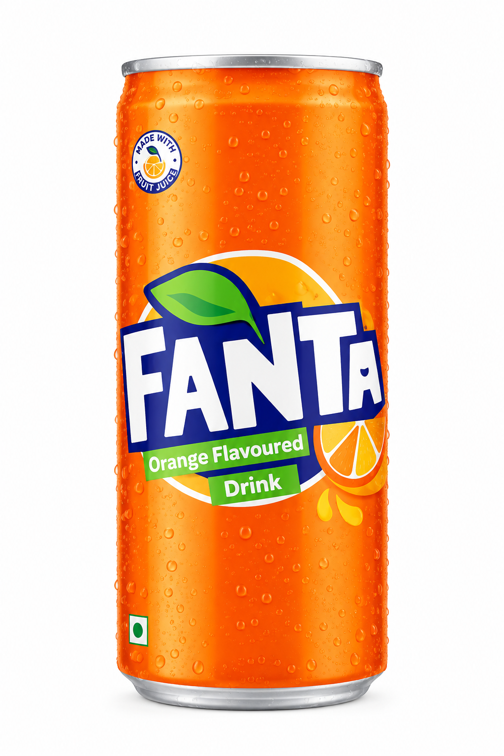 Fanta Orange 300ml orange aluminium can featuring the blue and white Fanta logo, orange graphics and silver top against a clean white background.