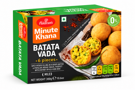 Haldiram's Minute Khana Batata Vada 300g potato snack packaging