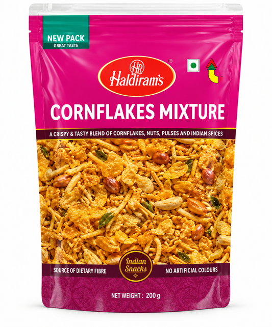 Haldiram’s Cornflakes Mixture 200g – Crispy Indian Namkeen Snack with Cornflakes, Nuts, Pulses and Traditional Spices.