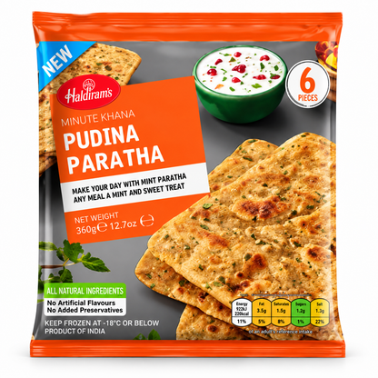 Haldiram's Pudina Paratha 360g frozen Indian mint flatbread packaging