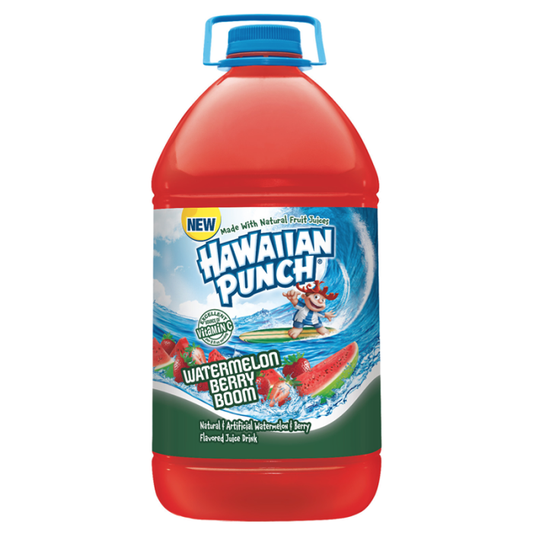 128oz Hawaiian Punch Watermelon Berry Boom fruit drink on white background