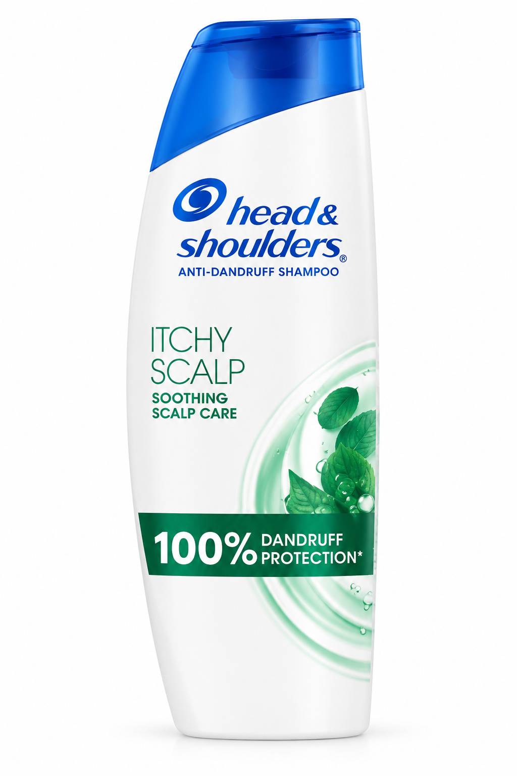 Head & Shoulders Soothing Scalp Care Shampoo 400ml white bottle with a blue cap, green botanical graphics and anti-dandruff protection label.