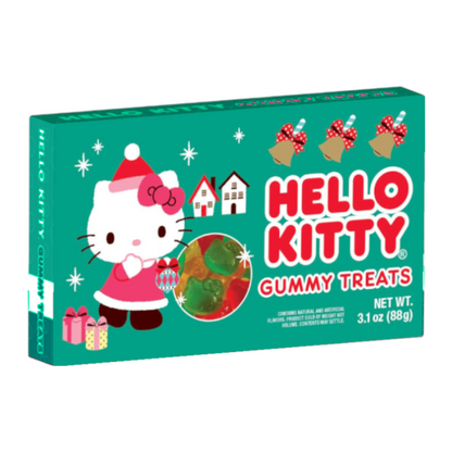Hello Kitty Holiday Gummy Treats 3.1oz showing the candy pack and festive gummies
