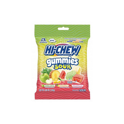 Hi-Chew Gummies Sour 9-pack, 120g each, showing colorful chewy candies.