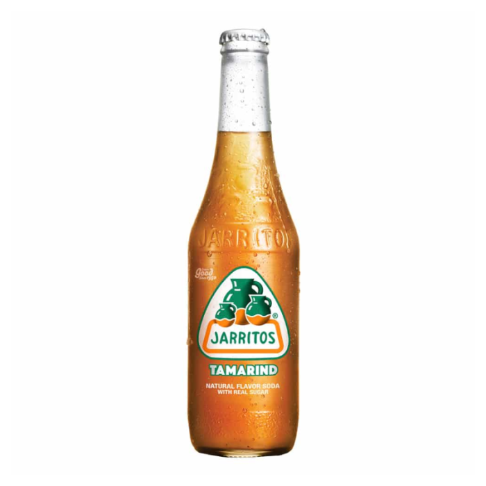 Jarritos Tamarind Soda bottle 12.5 fl. oz 370 ml with brown liquid and colorful label