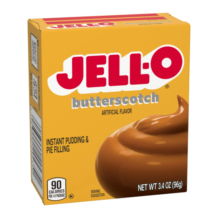 Jell-O Butterscotch Instant Pudding Mix box, 3.4 oz (96 g)