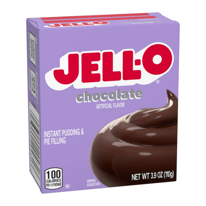 Jell-O Chocolate Instant Pudding Mix box, 3.9 oz (110 g)