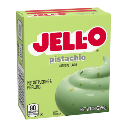 Jell-O pistachio pudding mix for pies and layered desserts