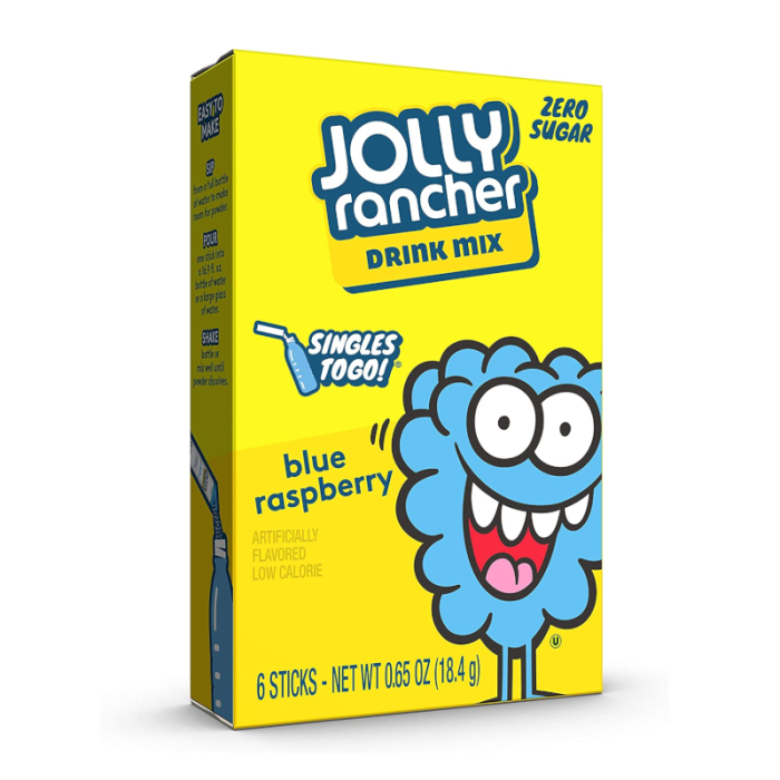 Jolly Rancher Singles To Go Blue Raspberry Drink Mix (0.65oz) – Convenient drink packets for instant fruity flavor.
