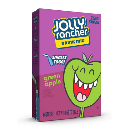 Jolly Rancher Singles To Go Green Apple Drink Mix (0.62oz) – Convenient green apple drink packets for instant refreshing flavor.