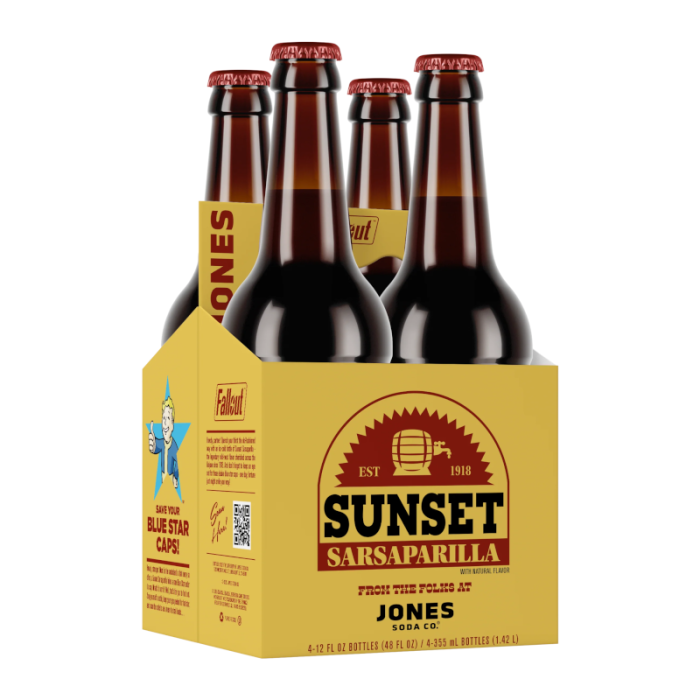 Jones Soda x Fallout Sunset Sarsaparilla  – Fallout-inspired root beer soda in a limited-edition 