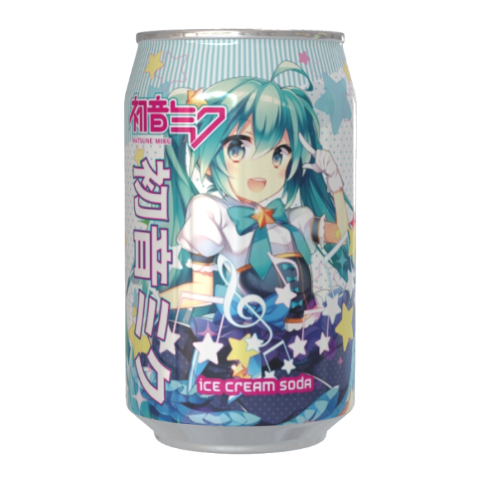 Kawaji Hatsune Miku Ice Cream Flavour Soda bottle featuring Hatsune Miku’s vibrant design and a creamy, dessert-inspired drink.