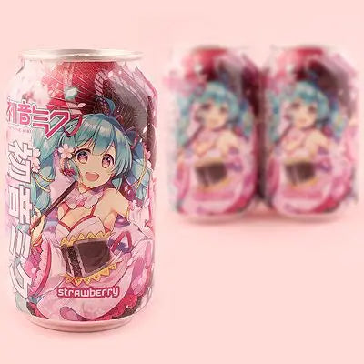 Kawaji Hatsune Miku Strawberry Flavour Soda bottle with vibrant packaging featuring Hatsune Miku and a sweet, fruity strawberry design