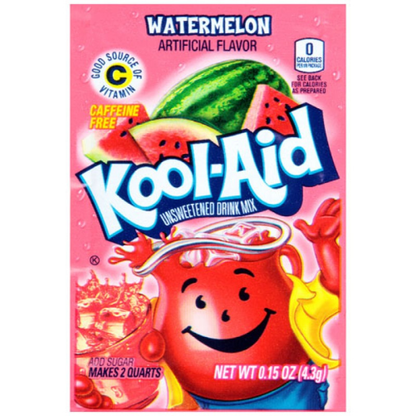 Kool-Aid Watermelon Drink Mix (0.15oz) – Convenient single-serve packet for a refreshing, sweet watermelon flavor.