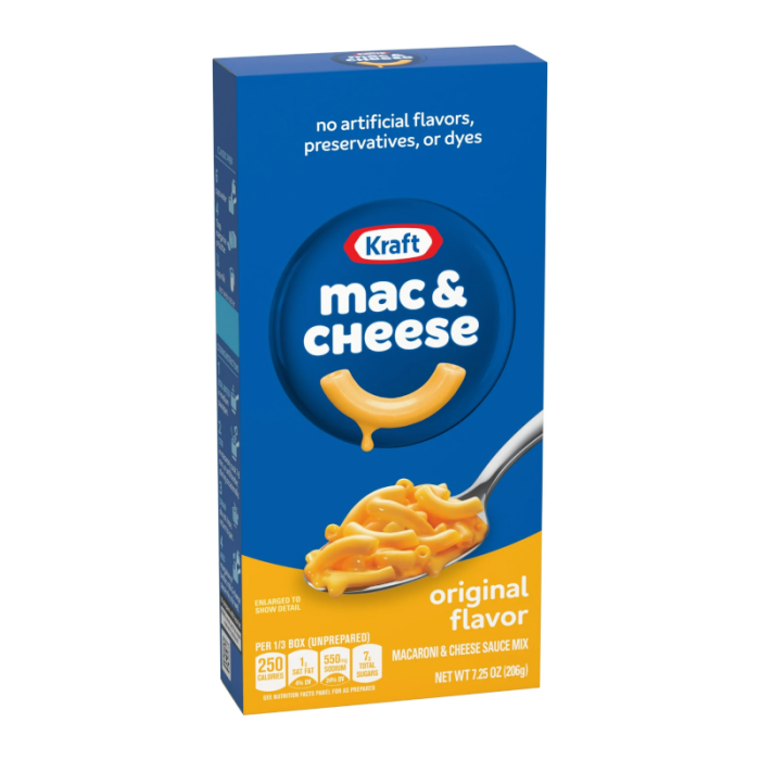 Kraft Macaroni & Cheese Original boxed macaroni and cheese, 7.25 oz