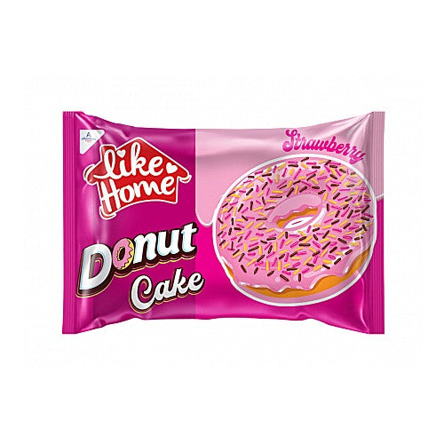 Like Home Donut Cake Strawberry 40g pack with pink icing and sprinkles design