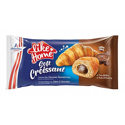 Like Home Soft Croissant 55g with vanilla and chocolate cream filling packaging