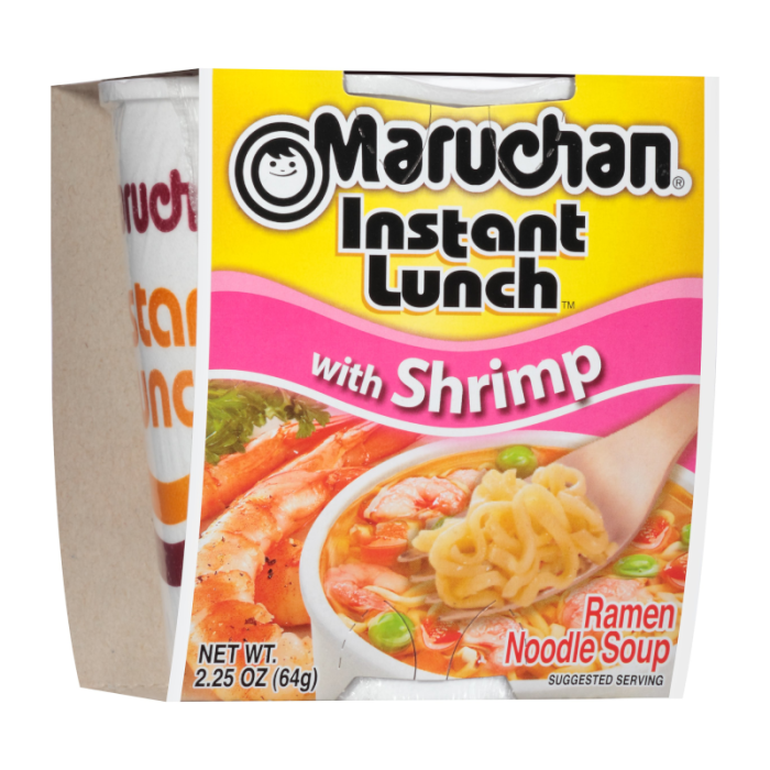 Front view of Maruchan Instant Lunch Shrimp Noodles cup, 2.25 oz.