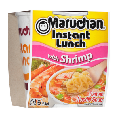 Front view of Maruchan Instant Lunch Shrimp Noodles cup, 2.25 oz.