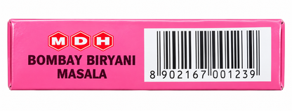 MDH Bombay Biryani Masala 100g box showing the side panel and barcode.