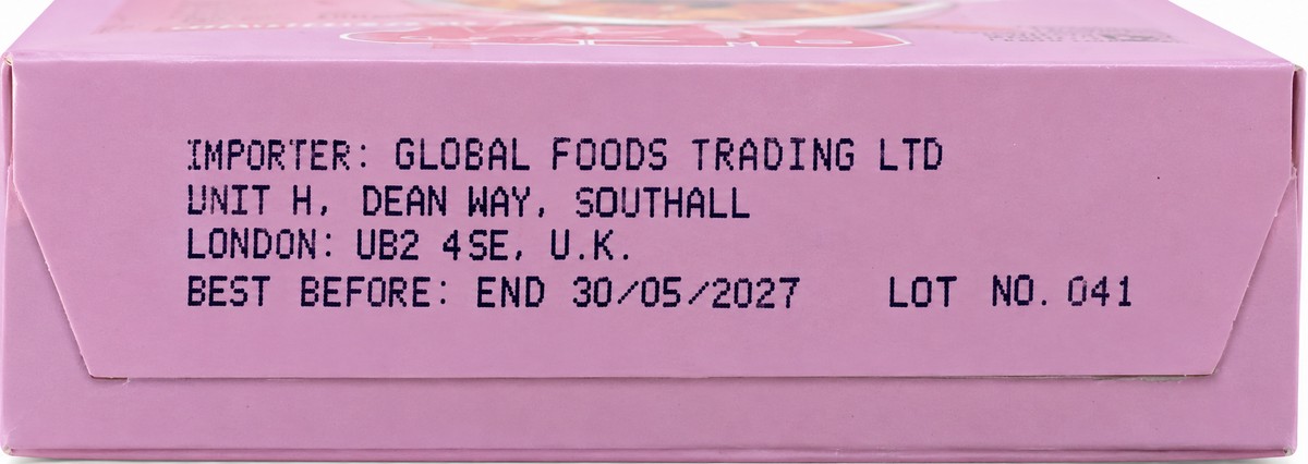 MDH Karahi Chicken Masala 100g packaging side showing importer information, Global Foods Trading Ltd details, best-before date of 30 May 2027 and lot number 041